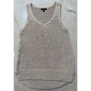 Women's Eileen Fisher Tan Chunky Knit Boho Beach Lounge Tank Top Sv Small #158